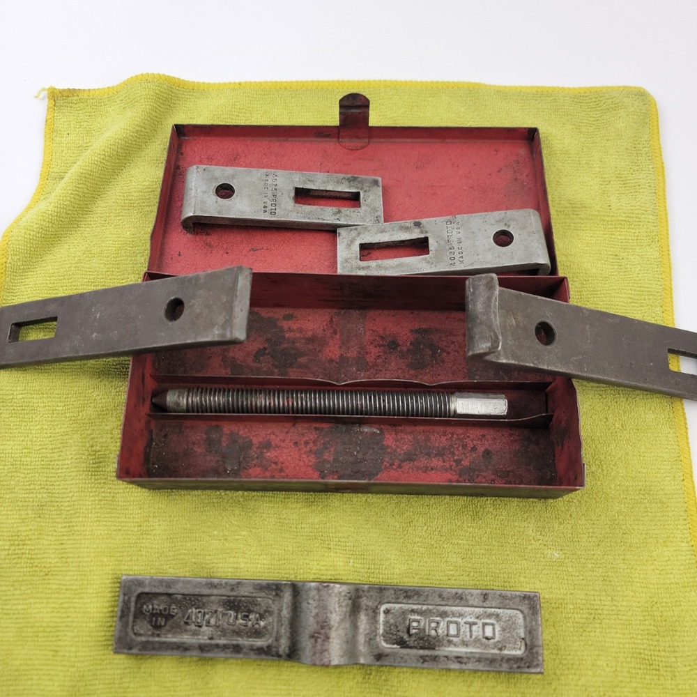 Proto 4020 Puller Set 4021 Crossarm 4025 4026 Jaws USA Made Red Metal Case